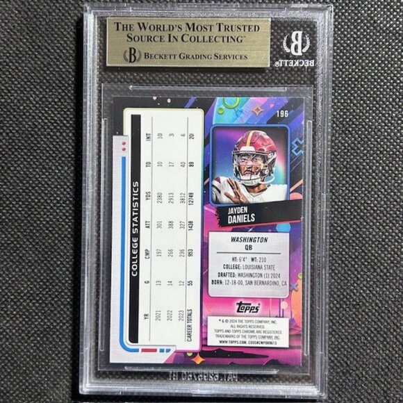 Jayden Daniels 2024 Topps Cosmic Chrome #196 Rookie RC BGS 9.5 True Gem Mint - Picture 3 of 3